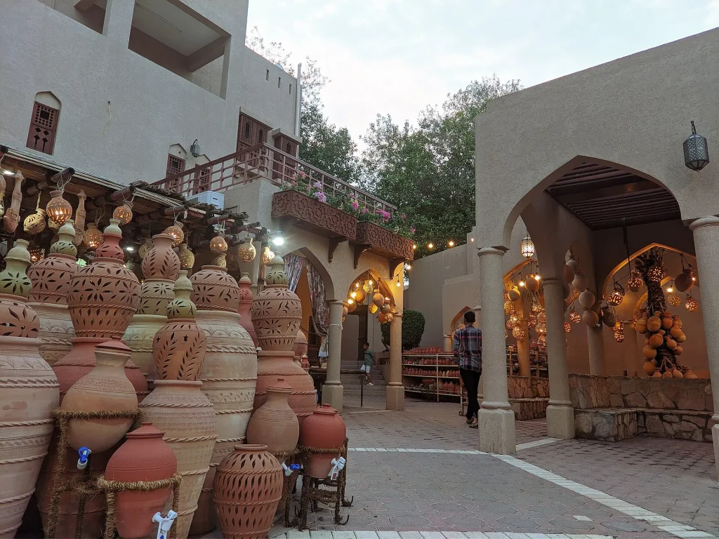 Traditional pottery for sale in Nizwa Souq